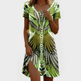 Rochie Vintage cu Mâneci Scurte