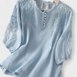 Kissina | Bluză din bumbac și in brodată