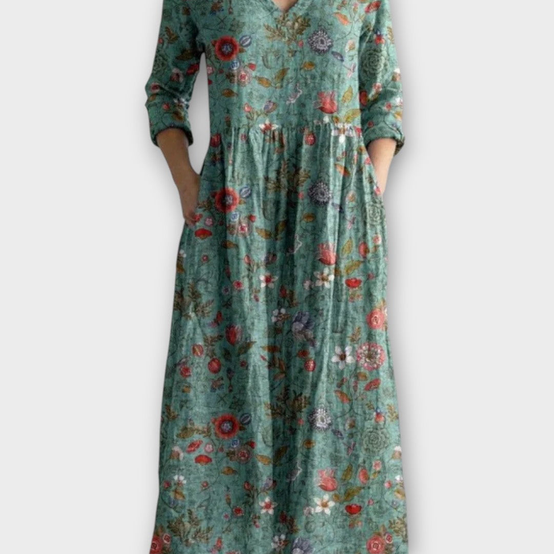 Rochie Maxi Vintage cu Flori