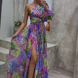 Whitney | Rochie Elegantă și Fluidă pe Umăr pentru Evenimente de Vară