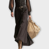 Rochie maxi cu mâneci transparente și închidere cu nasturi