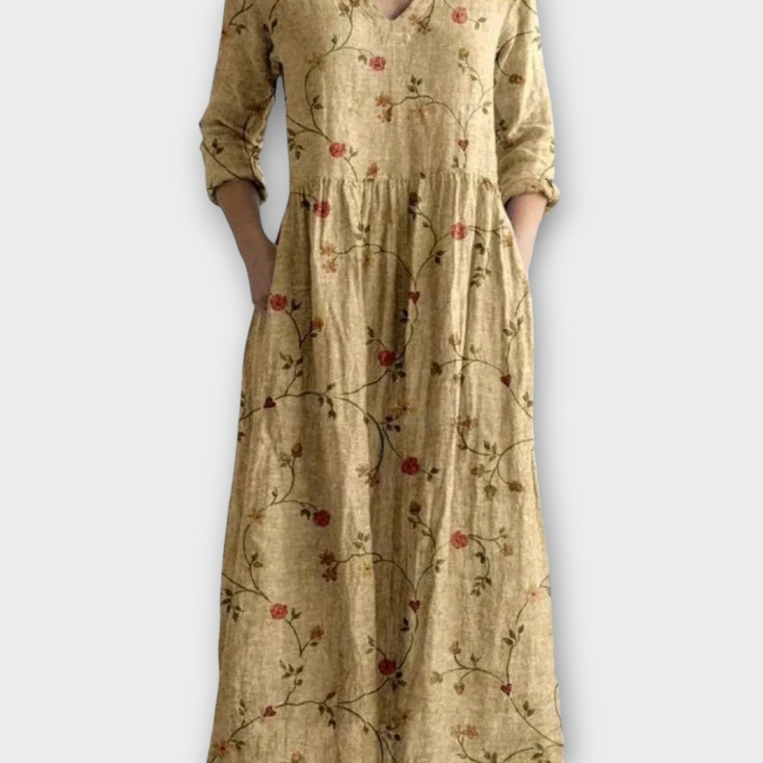 Rochie Maxi Vintage cu Flori