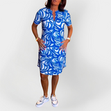 Rochie Midi cu Model și Mâneci Scurte