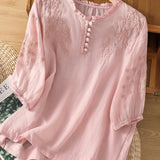 Kissina | Bluză din bumbac și in brodată