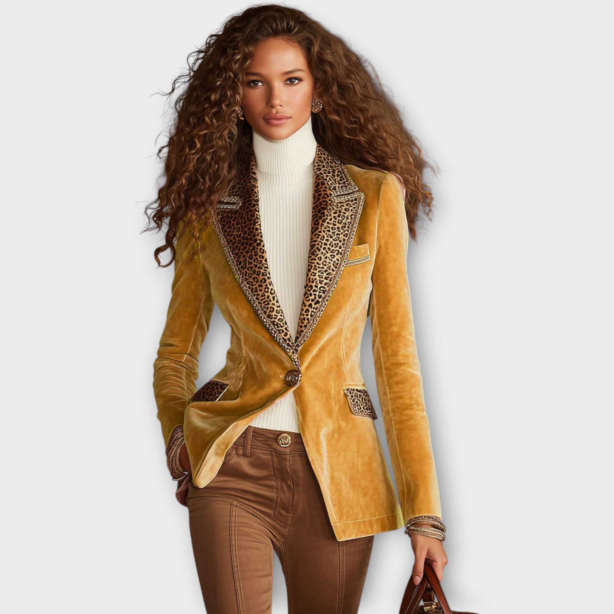 Blazer din catifea personalizat cu detalii statement