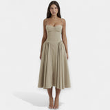 Rochie Midi Retro cu Bretele Subțiri