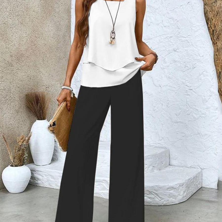 Isis | Set din Două Piese cu Top Fără Mâneci și Pantaloni cu Croială Dreaptă