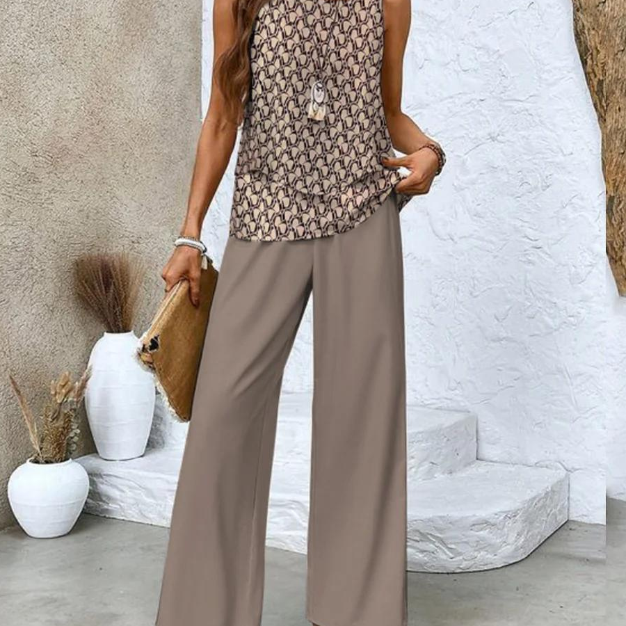 Isis | Set din Două Piese cu Top Fără Mâneci și Pantaloni cu Croială Dreaptă