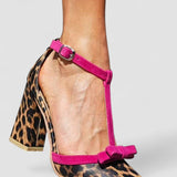 Leontina | Sandale verzi cu model de leopard și detalii colorate