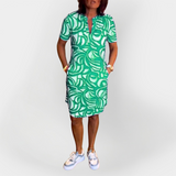 Rochie Midi cu Model și Mâneci Scurte