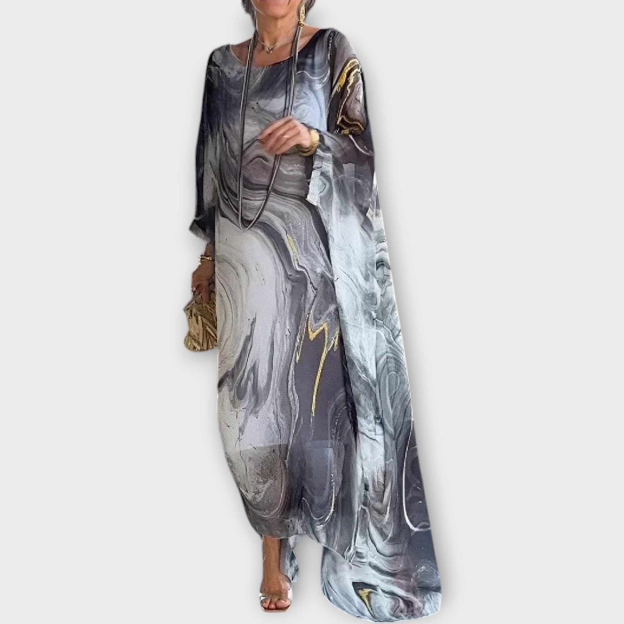 Maxi Kaftan cu Textură Transparentă
