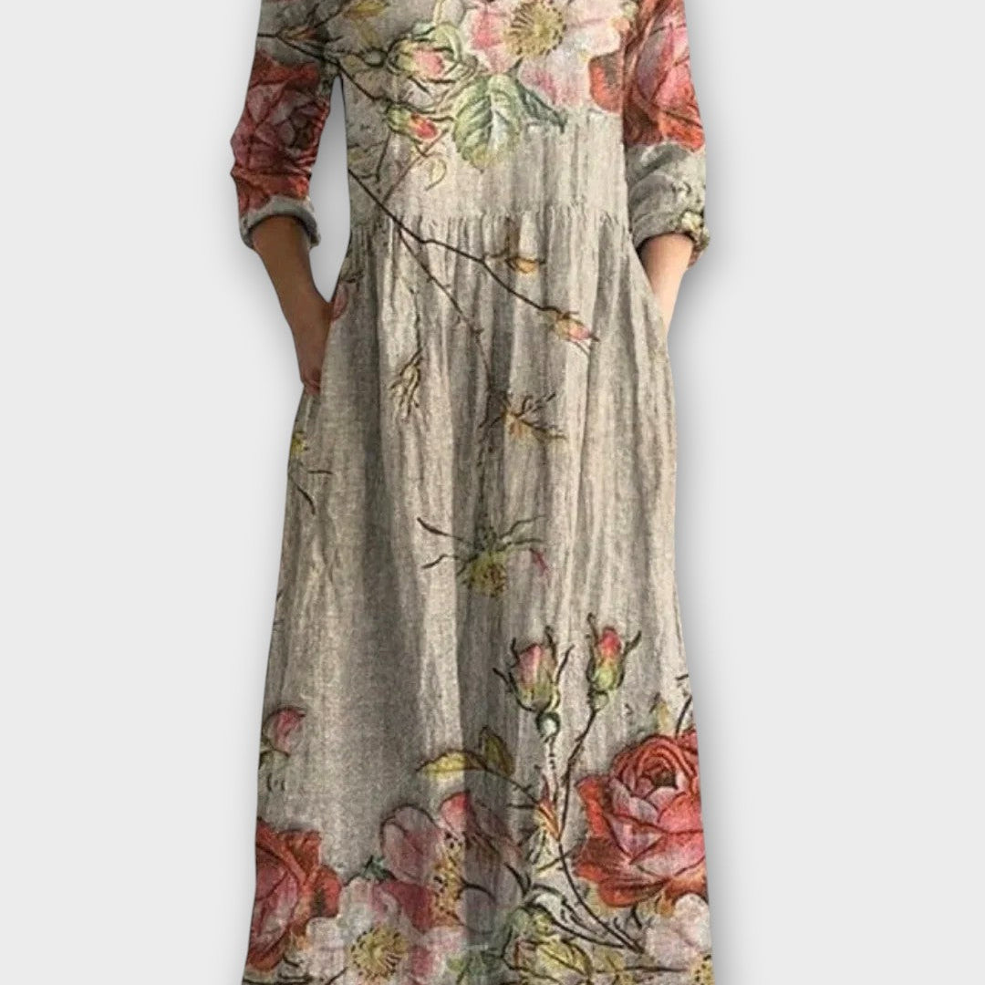 Rochie Maxi Vintage cu Flori