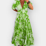 Rochie Florală Ușoară cu Buzunare