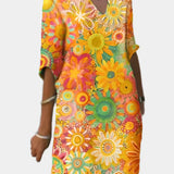 Rochie Colorată cu Model Floral