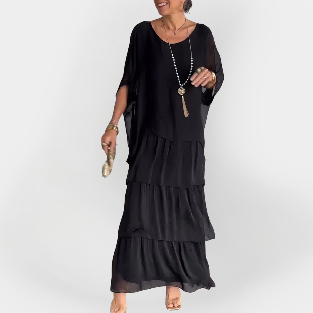 Rochie Plisată cu Efect de Dublă Strat