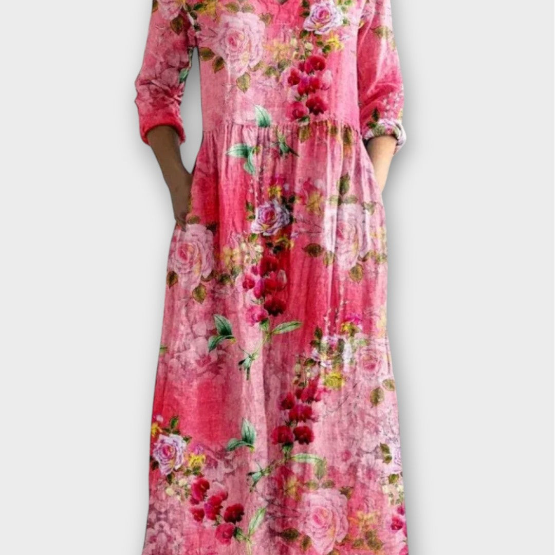 Rochie Maxi Vintage cu Flori