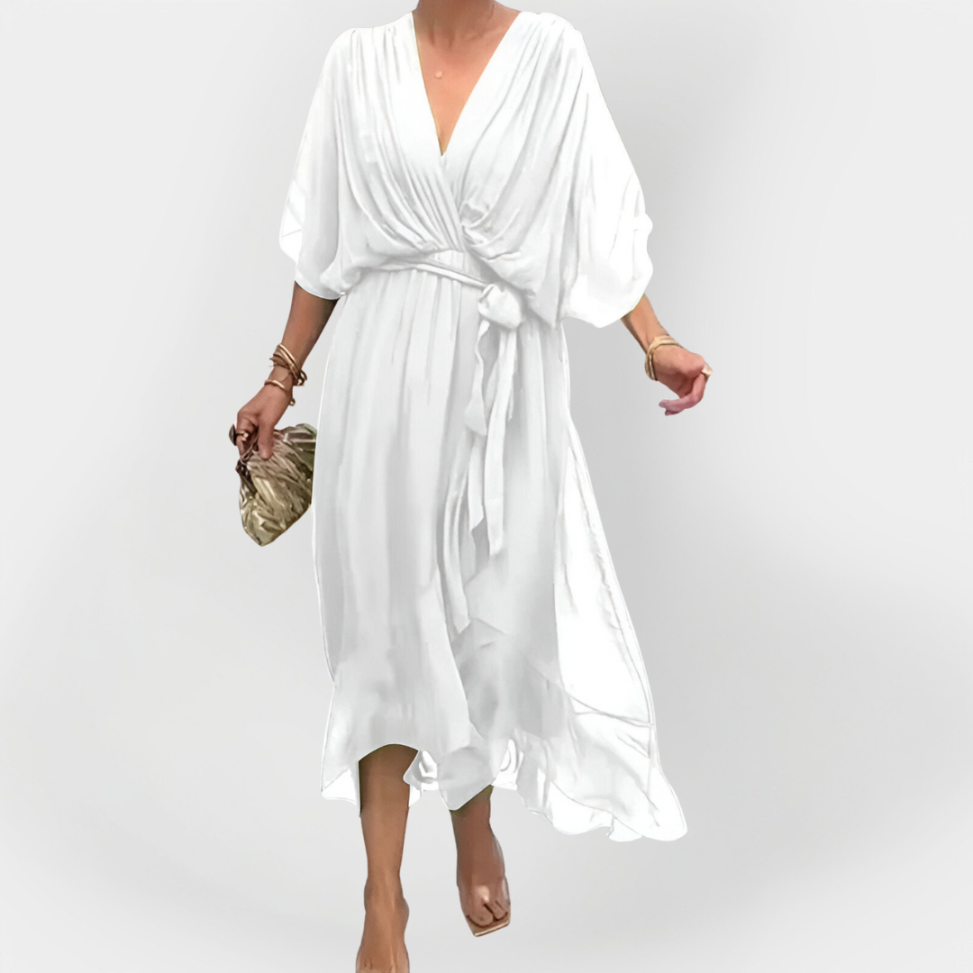 Rochie din Chiffon cu Decolteu în V