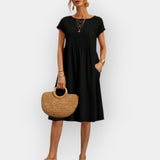 Rochie Midi cu Linii Clare