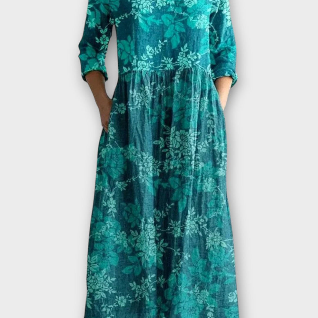 Rochie Maxi Vintage cu Flori