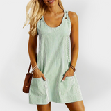 Rochie fără mâneci cu dungi