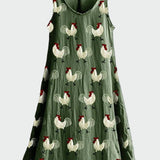 Rochie cu Imprimeu de Cocoș