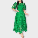 Rochie Midi Elegantă din Dantelă Florală