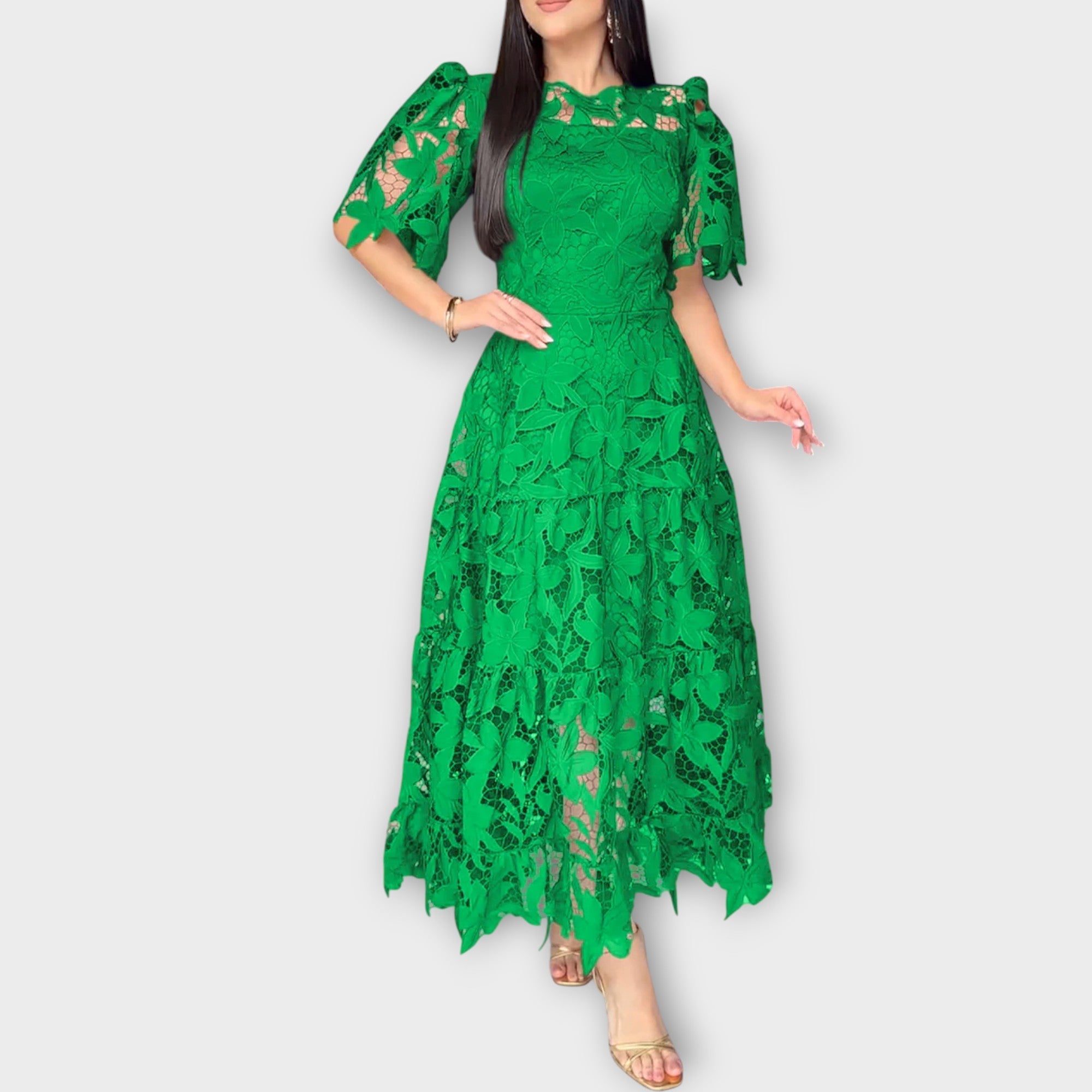 Rochie Midi Elegantă din Dantelă Florală