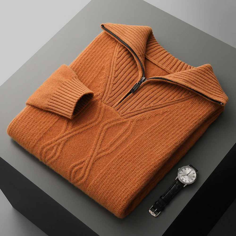 Pulover cu fermoar Taranto din lână Merino