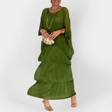 Rochie Plisată cu Efect de Dublă Strat