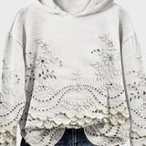 Hanorac cu Glugă din Dantelă Verde Câmpenească