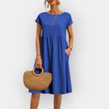 Rochie Midi cu Linii Clare