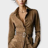 Rochie Mini din Suede Vintage cu Curea