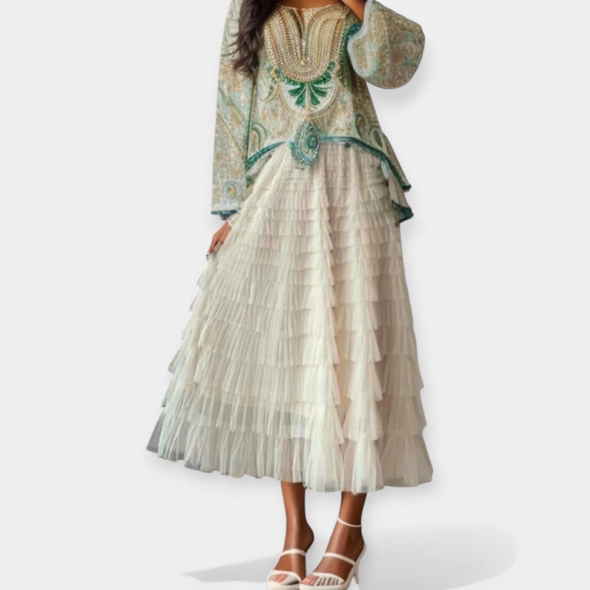 Fusta Elegantă cu Detaliu Decorativ din Tule