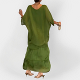 Rochie Plisată cu Efect de Dublă Strat