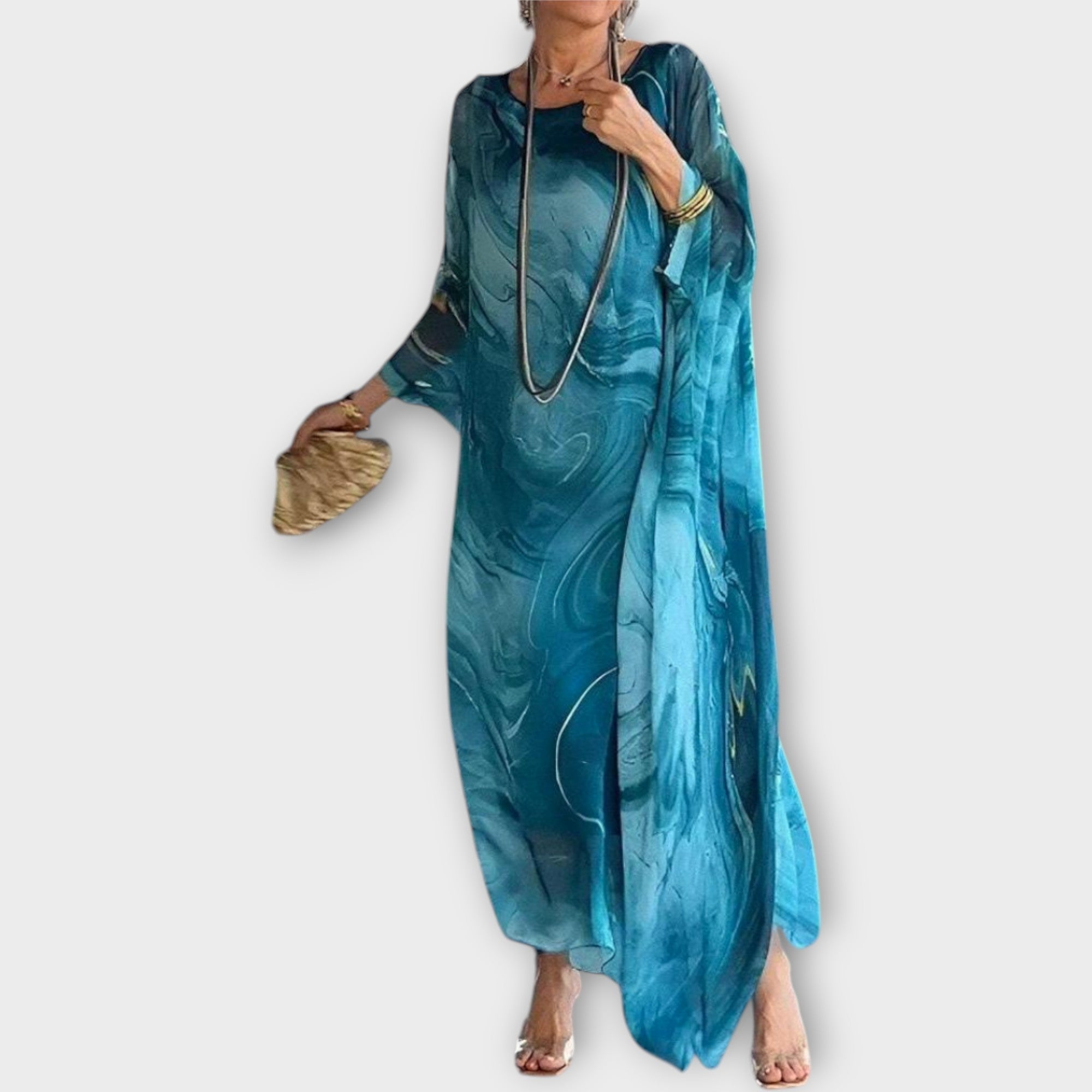 Maxi Kaftan cu Textură Transparentă