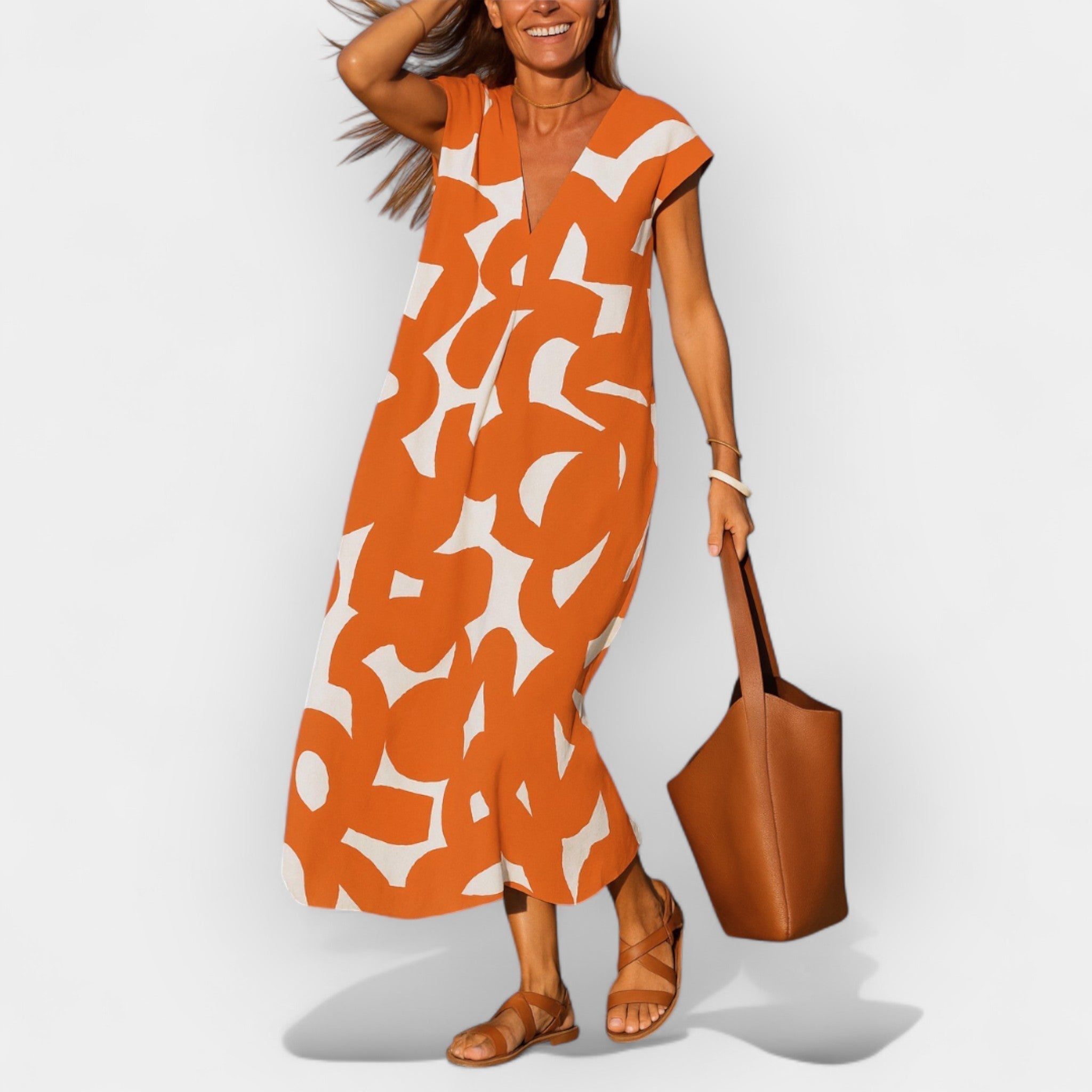 Rochie Aerisită cu Decolteu în V și Design Modern