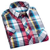 Cămașă din bumbac cu mânecă scurtă în carouri