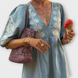 Sílvia - Rochie din In cu Model pentru o Eleganță Fără Efort