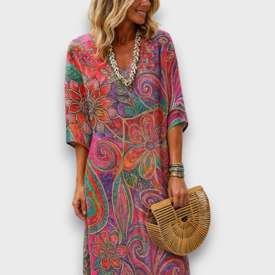 Kaftan cu Design Bohemian și Croială Relaxată