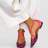 Zarella | Sandale plate cu model zebra și curele încrucișate la gleznă