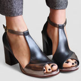 Nadaria | Sandale negre cu toc înalt și vârf deschis în patchwork