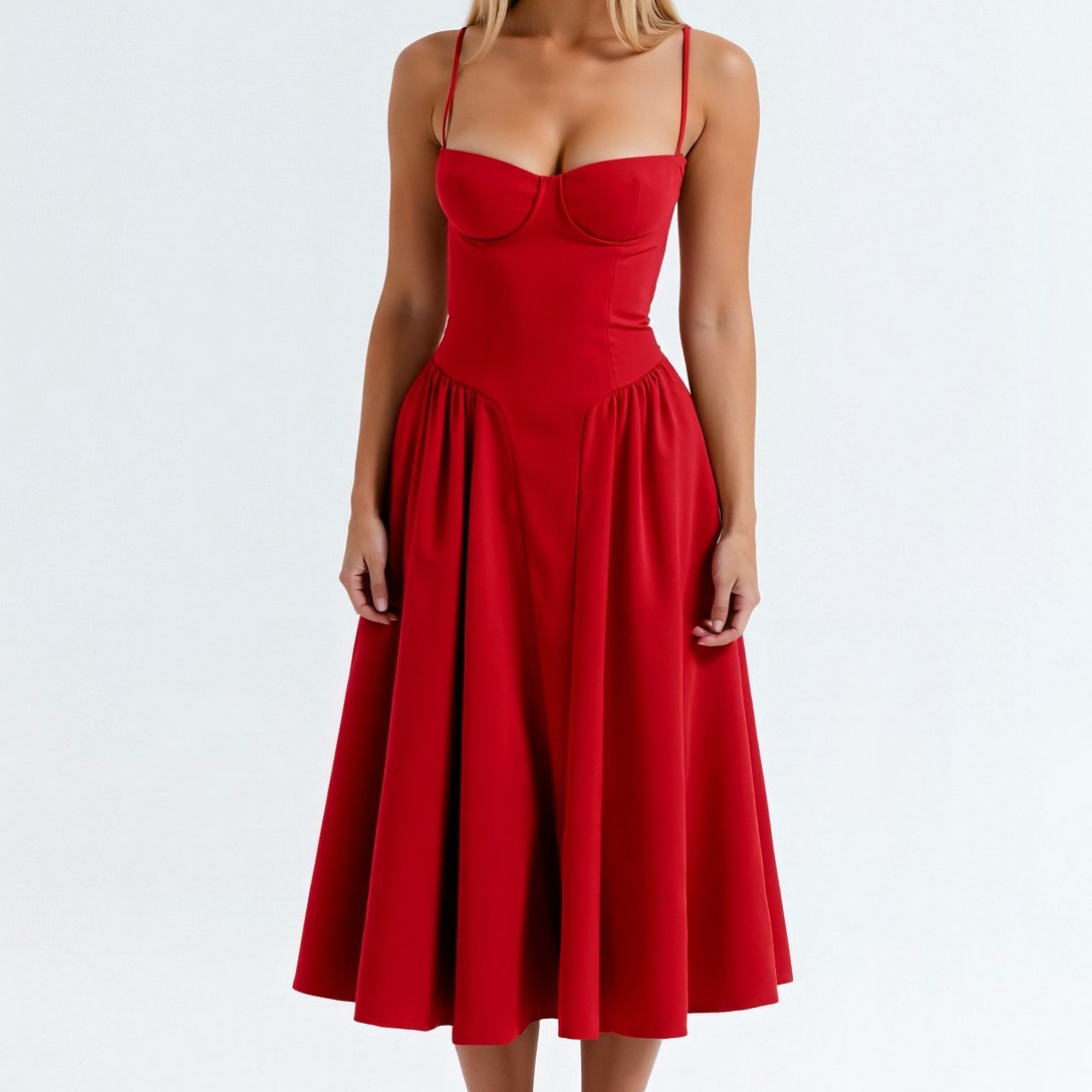 Odette Élégance | Rochie midi cu corset structurat