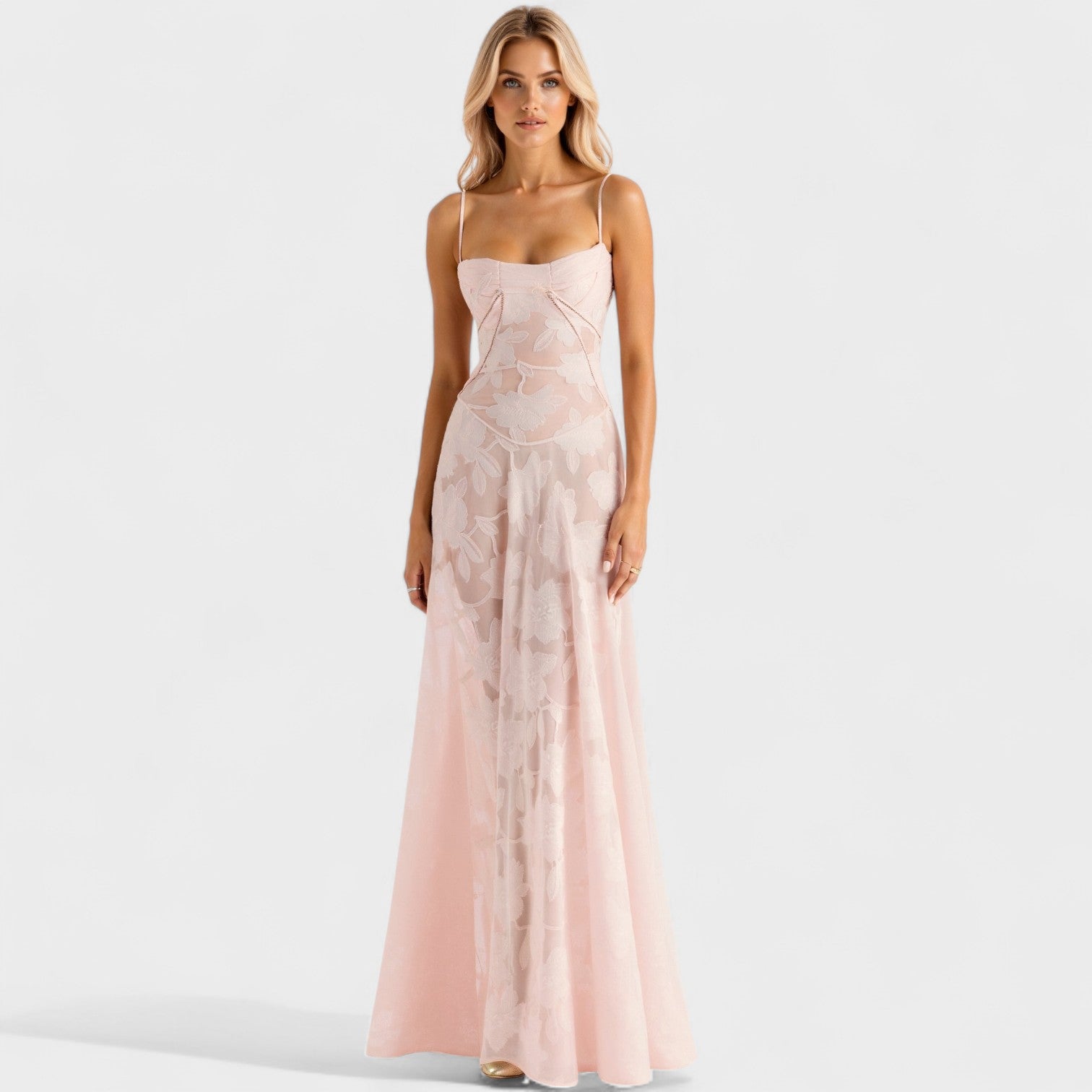 Verona - Rochie maxi din dantelă florală