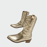 Botine cowboy metalice