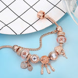 BrilhoNobre Brățară Fulgi de Neve cu Trandafiri - Pandantiv Argint