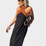 Rochie Elegantă Fără Spate cu Decolteu Modern în Cruci