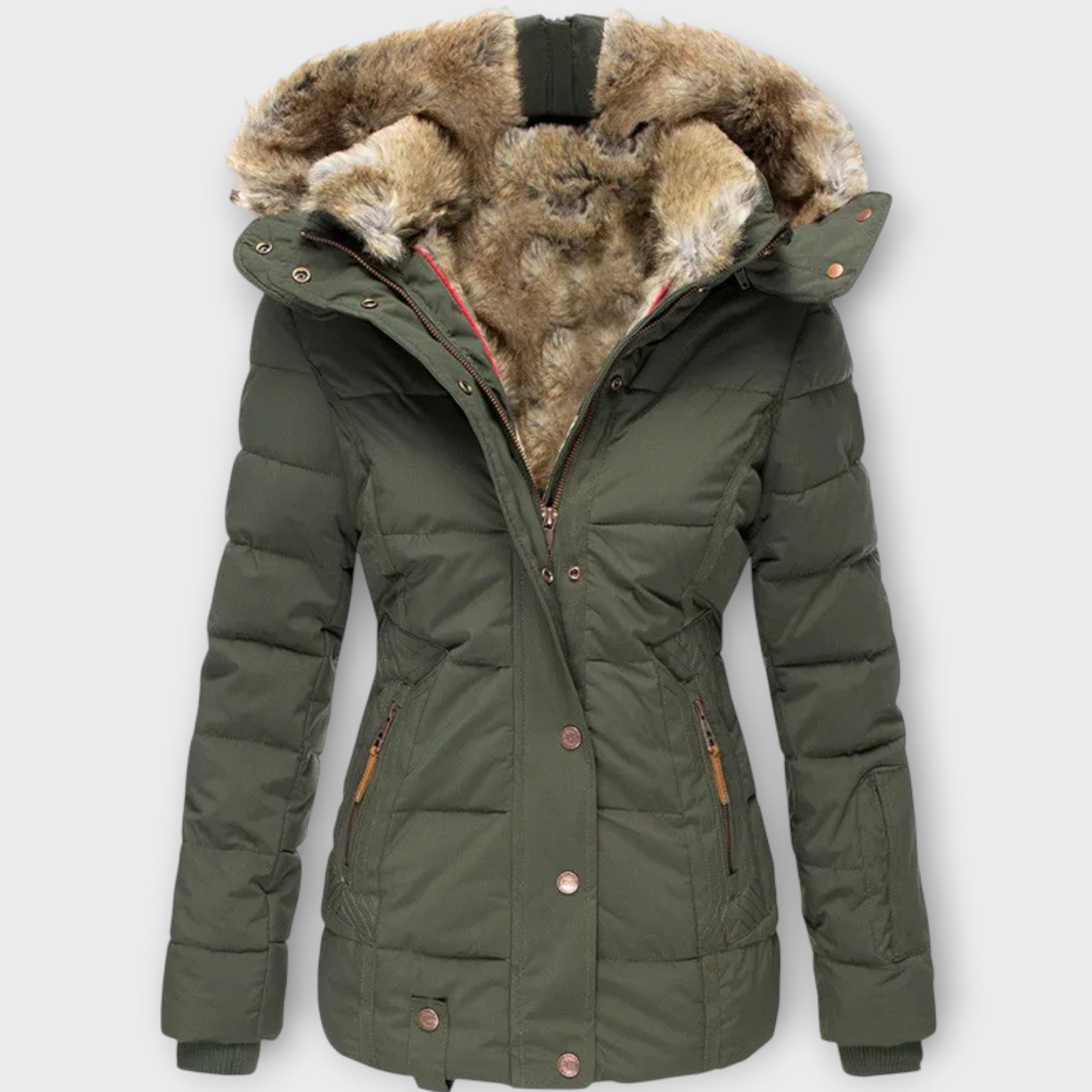 Parka de Iarnă Luxury cu Glugă din Blană Sintetică