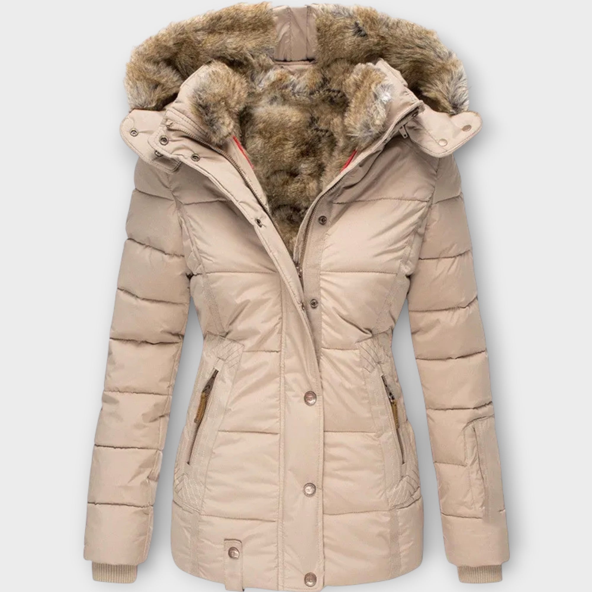 Parka de Iarnă Luxury cu Glugă din Blană Sintetică