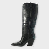 Botine cu Design Croco și Toc Elegant