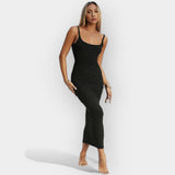 Rochie Midi cu Spate Decupat și Stil